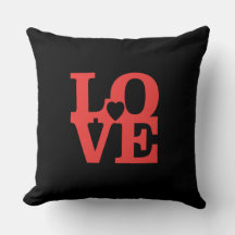LOVE Red Heart Throw Pillow