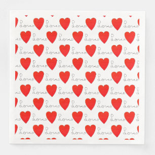 Love Red Hearts Napkin