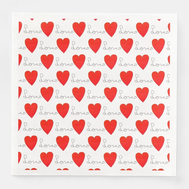 Love Red Hearts Napkin (Front)