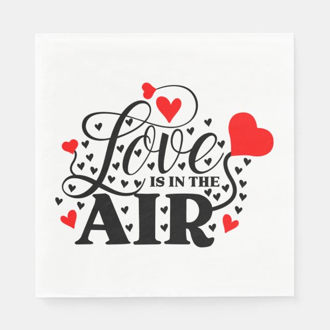 Love Red Hearts Wedding, Bridal Shower, Engagement Napkin (Front)