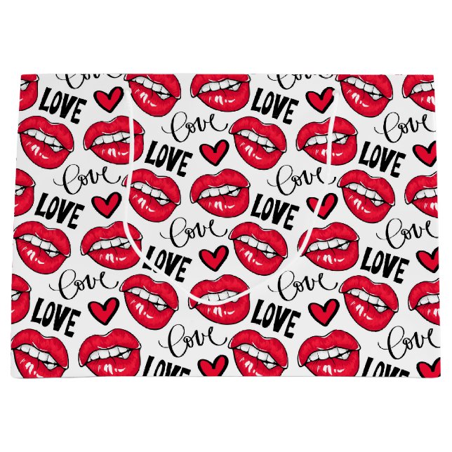 Love Red Lips  Large Gift Bag (Front)