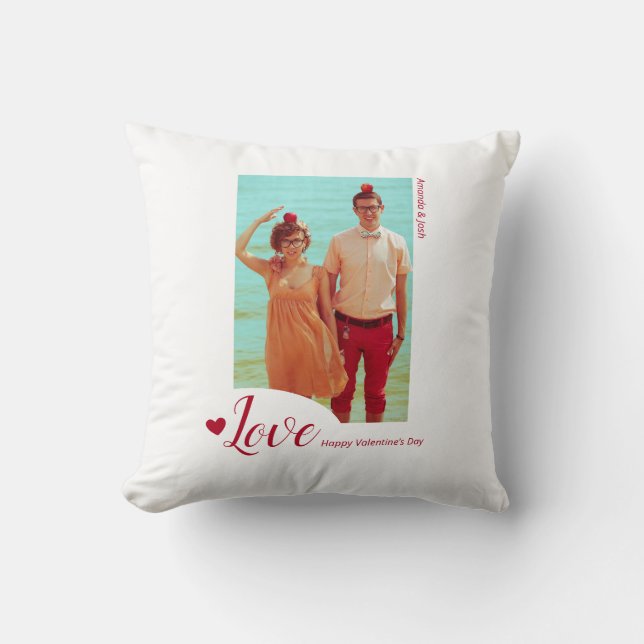 Love Red Minimalist Photo Valentine’s Day Cushion (Front)