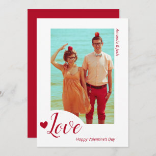 Love Red Minimalist Photo Valentine’s Day Holiday Card