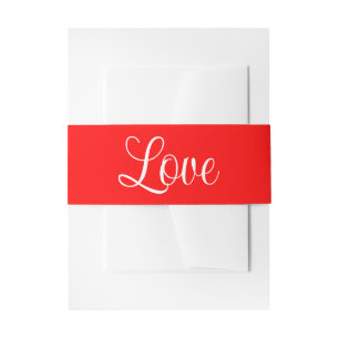 Love Red Minimalist Romantic Wedding Invitation Belly Band