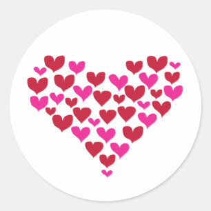 Love Red Pink Heart Classic Round Sticker