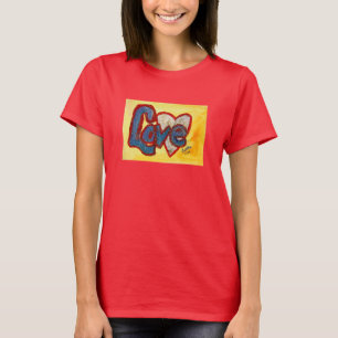 Love Red Rim Heart Inspirational Word Art TShirt