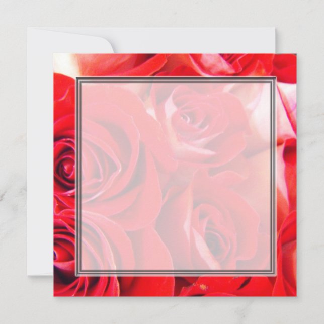 Love red rose flowers blank wedding, party, invitation (Front)