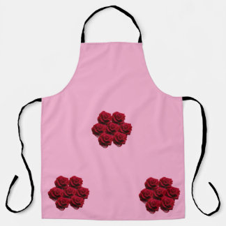 Love. Red roses from the garden. Apron
