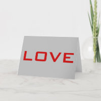Love Red Silver Grey Colour Greeting Card