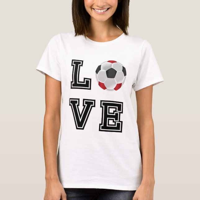 Love Red Soccer - Black Letters   T-Shirt (Front)