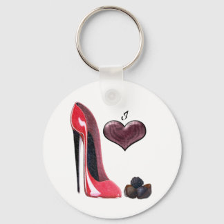 Love Red Stiletto Shoe and Chocolates Art Key Ring