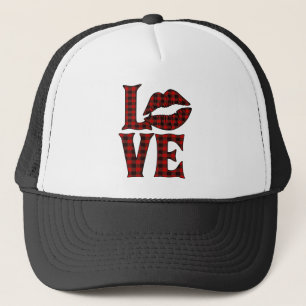 Love Red Tartan Valentine's Day Trucker Hat