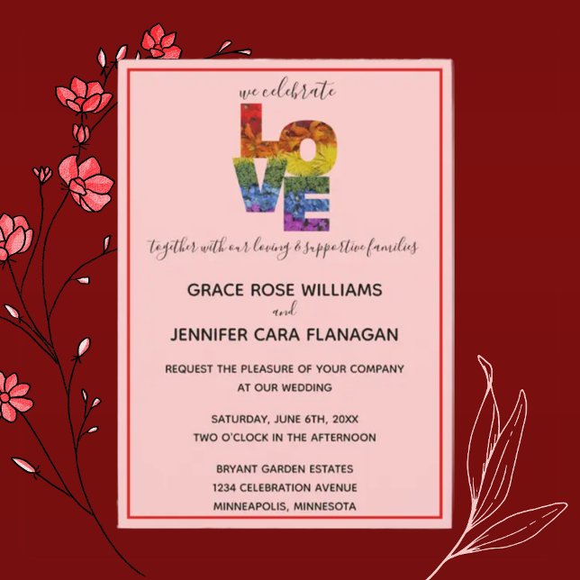 LOVE Red Themed Same-Sex Wedding Collection Invita Invitation (Creator Uploaded)