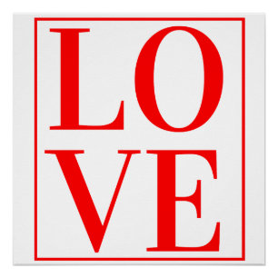 LOVE RED TYPOGRAPHY VALENTINES TEXT POSTER