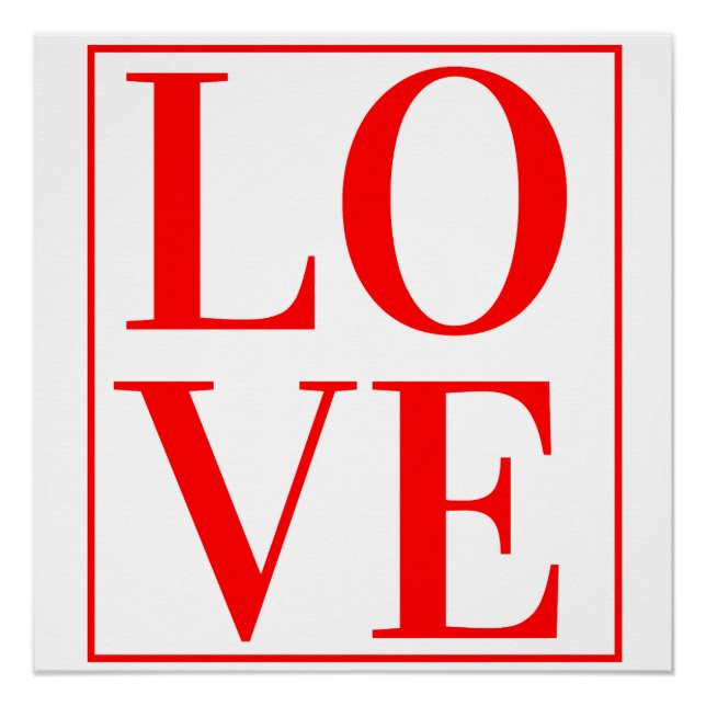 LOVE RED TYPOGRAPHY VALENTINES TEXT  POSTER (Front)