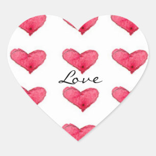 Love Red Watercolor Hearts Heart Sticker