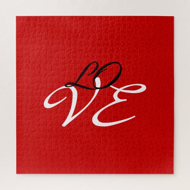 Love Red White Black Colour Calligraphy Script Jigsaw Puzzle (Vertical)