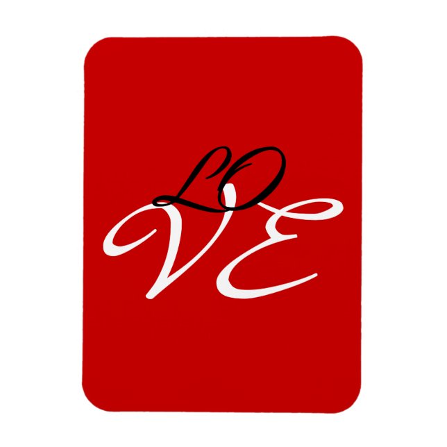 Love Red White Black Colour Calligraphy Script Magnet (Vertical)