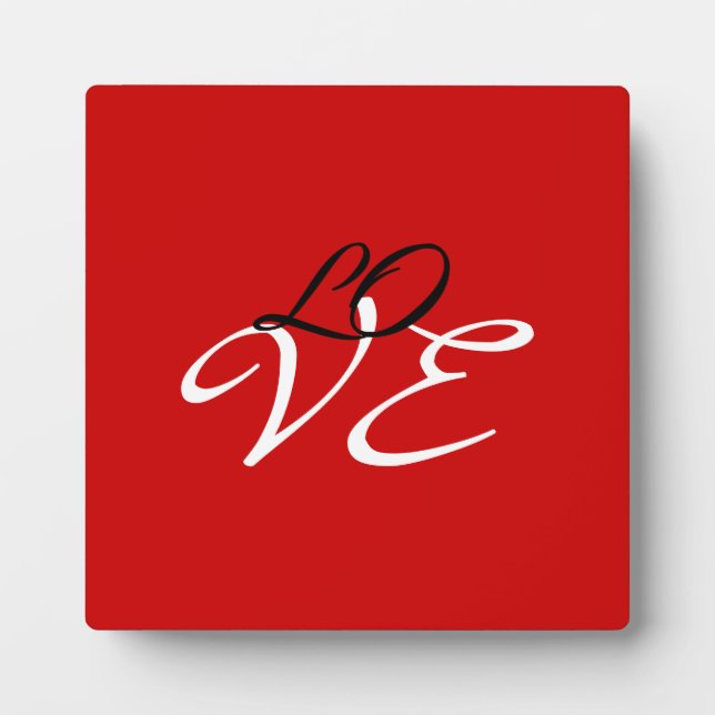 Love Red White Black Colour Calligraphy Script Plaque (Front)