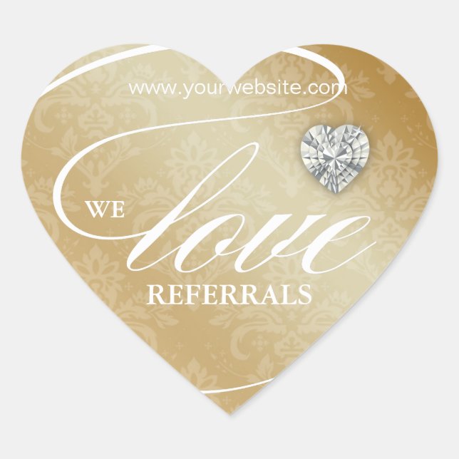 Love Referrals Sticker Jewellery Heart Gold (Front)