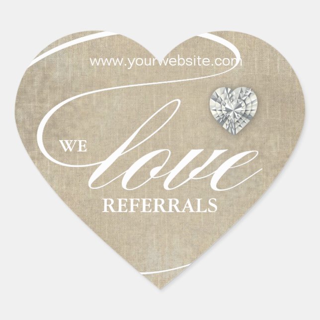 Love Referrals Sticker Jewellery Heart Linen (Front)