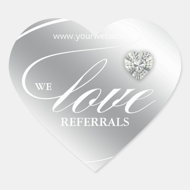 Love Referrals Sticker Jewellery Heart Silver (Front)