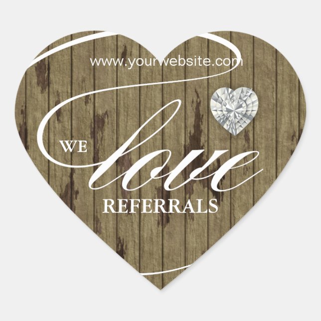 Love Referrals Sticker Jewellery Heart Wood (Front)