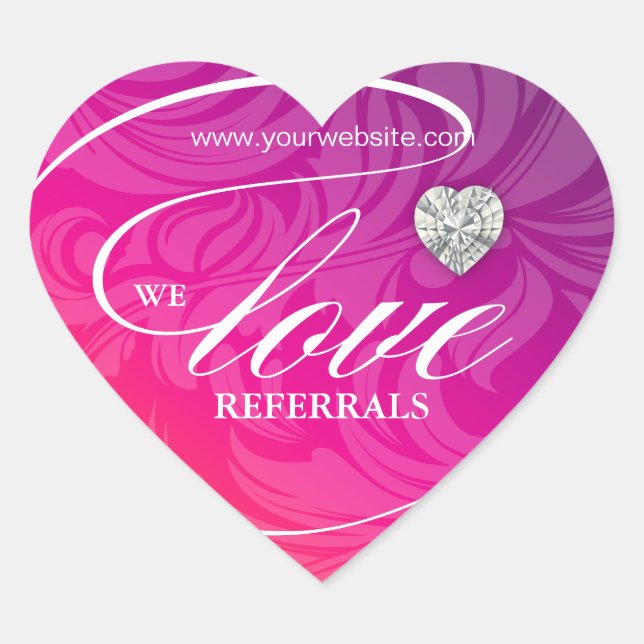 Love Referrals Sticker Jewellery Pink Flower Heart (Front)