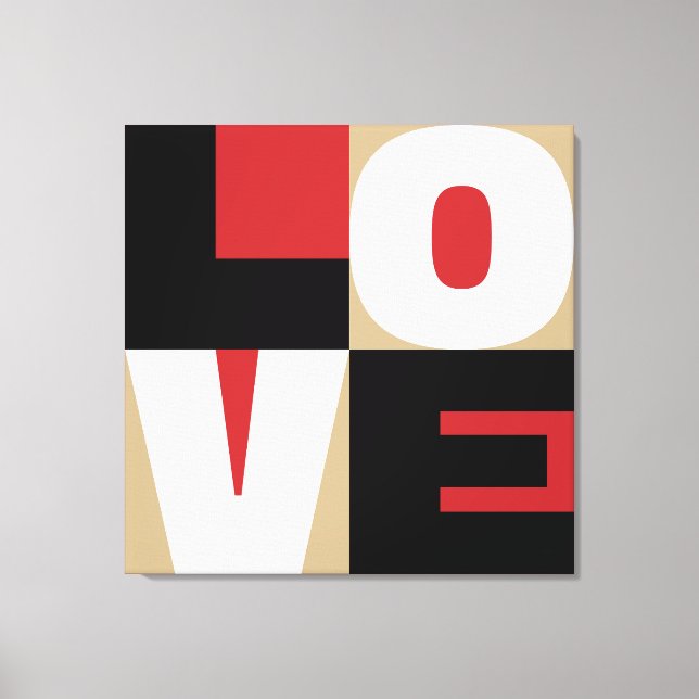Love Refined Letter Art Design Red Black Gold Canvas Print (Front)