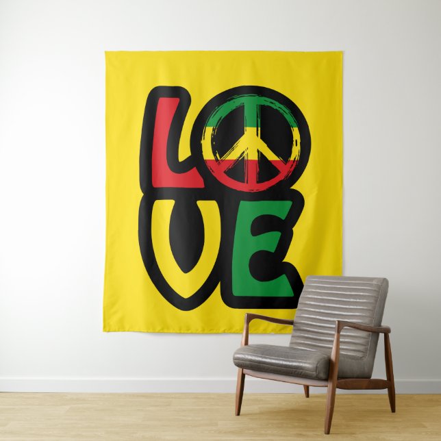 Love reggae music peace symbol, wall tapestry (In Situ)