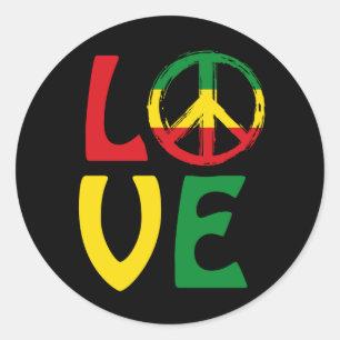 LOVE Reggae with peace Classic Round Sticker