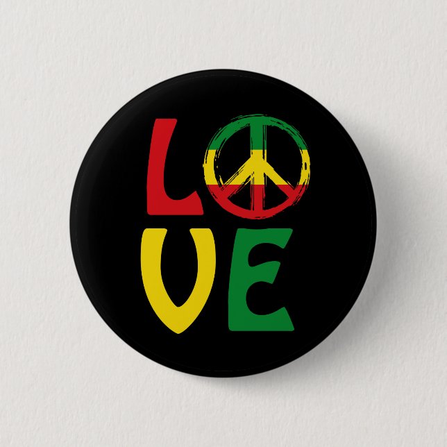 LOVE Reggae with peace symbol 6 Cm Round Badge (Front)