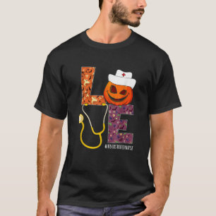 Love Registered Nurse Life Nurse Halloween Pumpkin T-Shirt