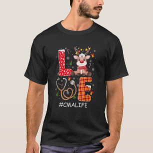 Love Reindeer CMA Life Nurse Christmas Lights Red T-Shirt