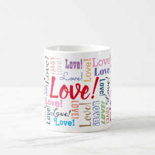 “Love!” Repeated Many Times, Personalise Coffee Mug
