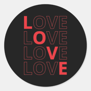 Love Repeated Text Valentine's Day I Love You Classic Round Sticker