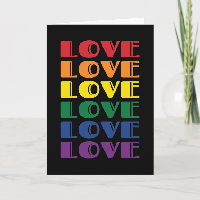 Love Repeating Text LGBTQ Gay Pride Card (Front)