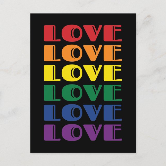 Love Repeating Text LGBTQ Gay Pride Postcard (Front)