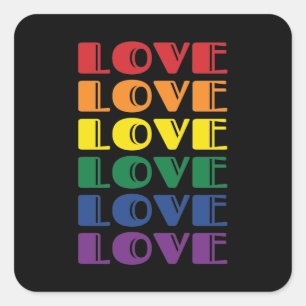 Love Repeating Text LGBTQ Gay Pride Square Sticker
