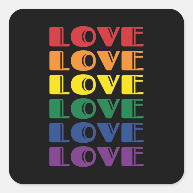 Love Repeating Text LGBTQ Gay Pride Square Sticker (Front)