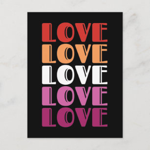 Love Repeating Text LGBTQ Lesbian Pride Postcard