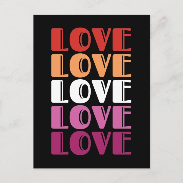 Love Repeating Text LGBTQ Lesbian Pride Postcard (Front)
