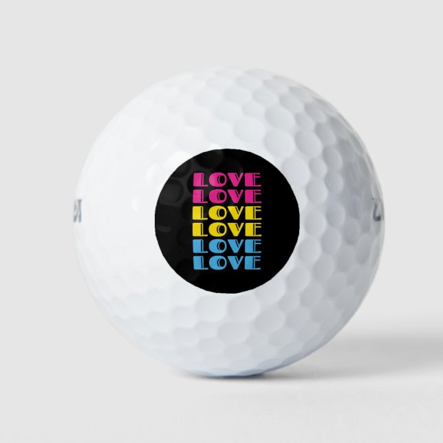 Love Repeating Text LGBTQ Pansexual Pride Golf Balls (Front)