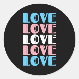 Love Repeating Text LGBTQ Transgender Pride Classic Round Sticker