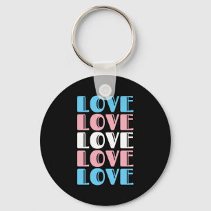 Love Repeating Text LGBTQ Transgender Pride Key Ring