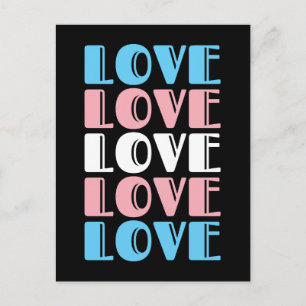 Love Repeating Text LGBTQ Transgender Pride Postcard