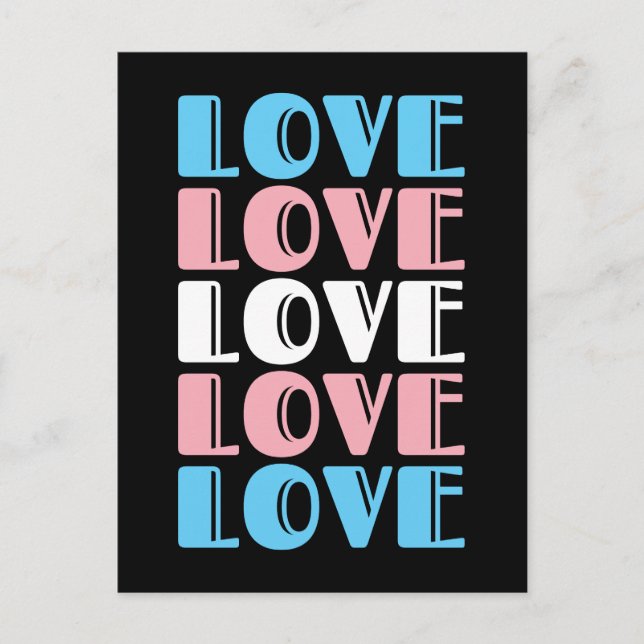 Love Repeating Text LGBTQ Transgender Pride Postcard (Front)