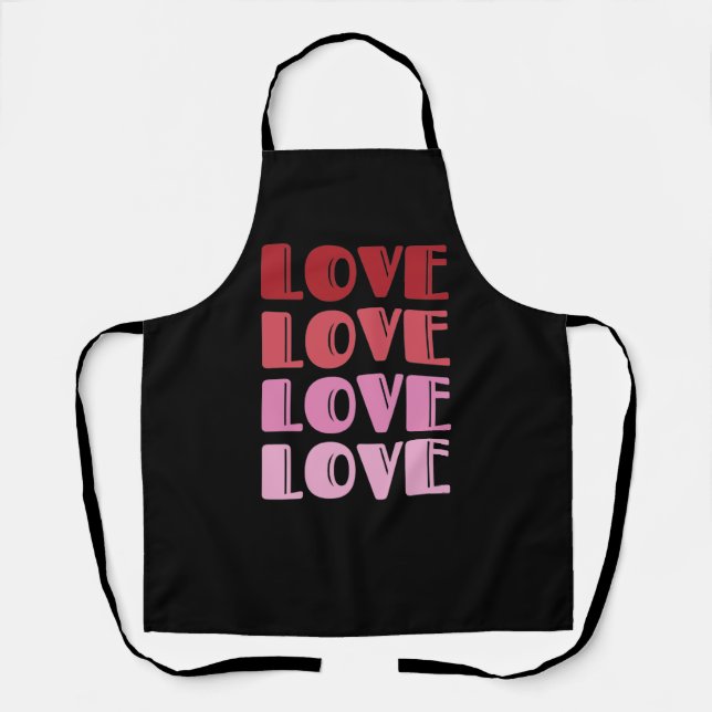 Love Repeating Text Valentine's Day I Love You Apron (Front)