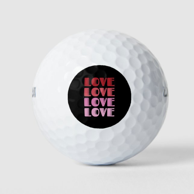 Love Repeating Text Valentine's Day I Love You Golf Balls (Front)