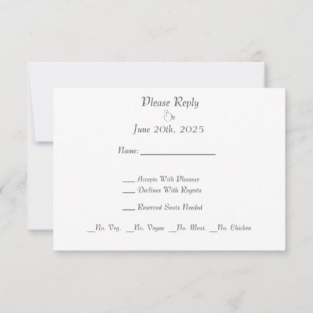 Love & Reply Horizontal  RSVP Card (Back)
